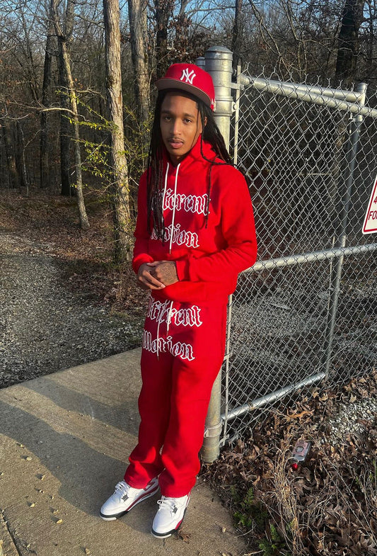 Different Motion Red/White Jogging Suit Set - Premium  from Different Motion - Just $19.99! Shop now at Different Motion