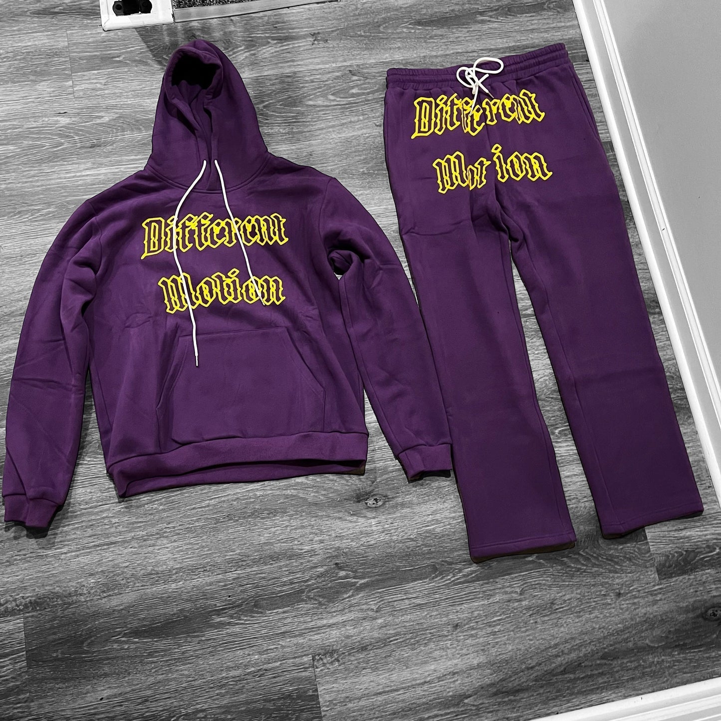 Different Motion Purple/Gold Jogging Suit Set - Premium  from Different Motion - Just $19.99! Shop now at Different Motion